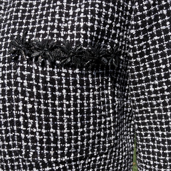 Anthracite zipper or open black and white bouclé jacket with liner size 6 - Picture 3 of 7